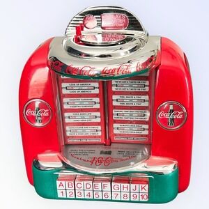 Vintage 1996 Coca Cola Musical Jukebox Collectible Coin Bank Radio Works Coke